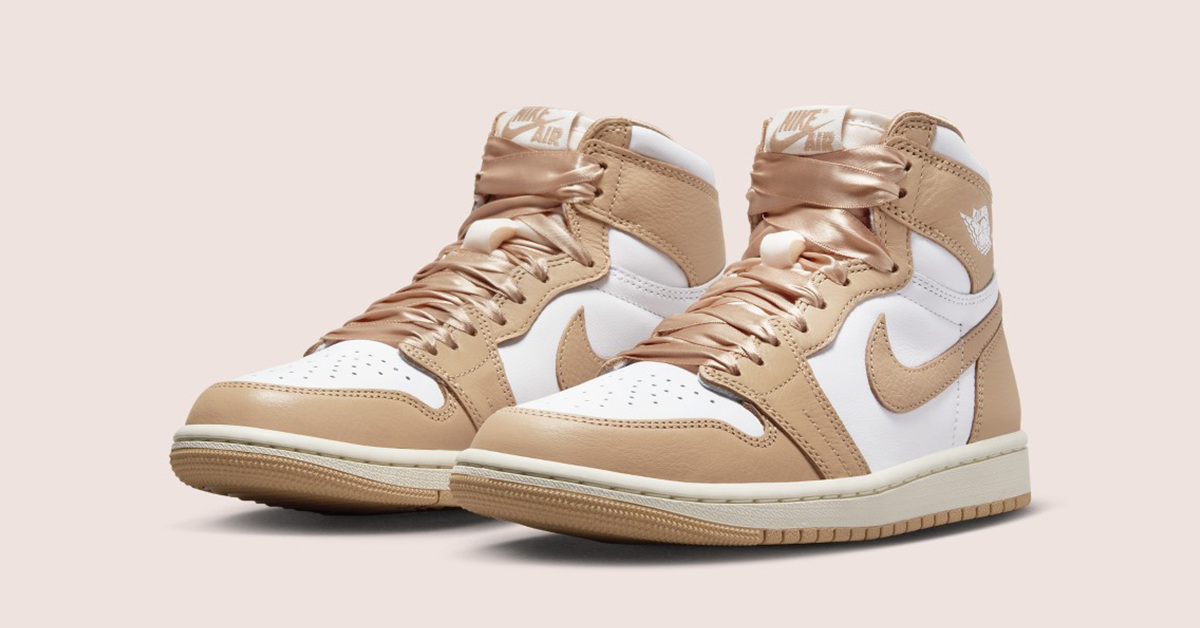 Flachen Satin-Schnürsenkeln schnüren den Air Jordan 1 High OG „Praline“